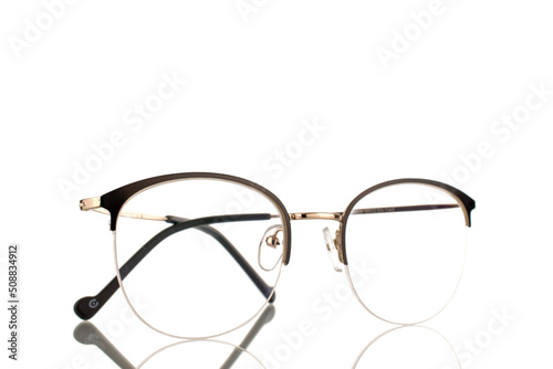 One glasses for working with a computer, close-up, isolated on a white background.