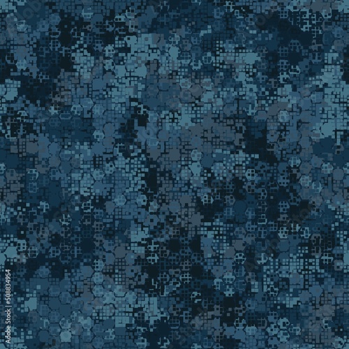 Camouflage seamless pattern. Hexagonal clothing style masking camo repeat print © Andrew