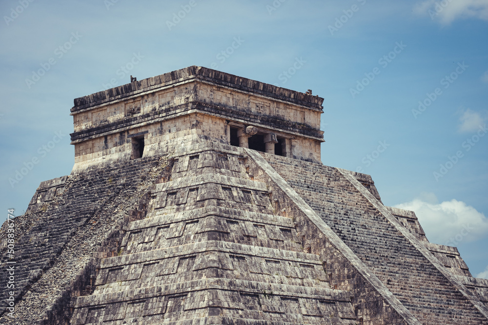 Chichen Itza mayan ruins stone pyramids in Mexico Yucatan