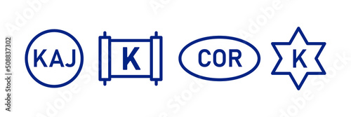Kosher symbols  set. Icon for packating. Kashrut natural product. Vector illustration on white background