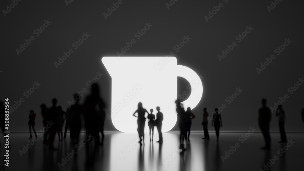 3d rendering people in front of symbol of cup on background