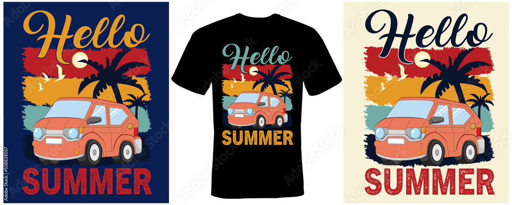 Obraz premium Hello summer T-shirt design for summer 