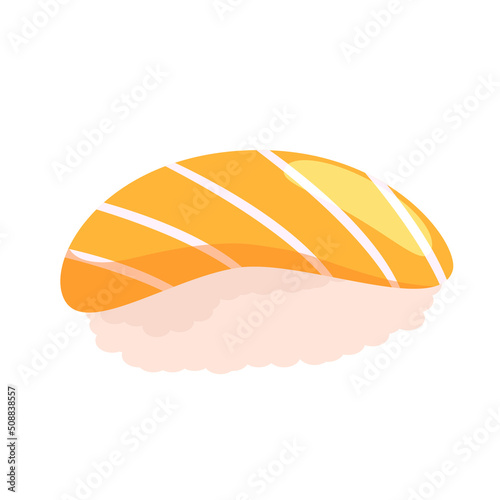 Sushi with salmon. Asian food. Vector illustration.
