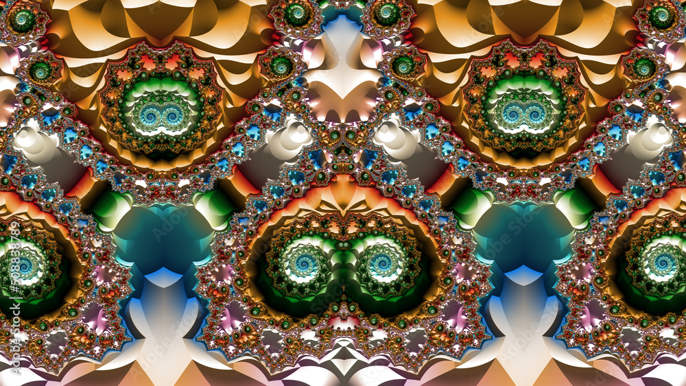Fractal artwork, infinite ornamental shapes. decorative spiral background. unique and creative design. abstract colorful illustration Fractal artwork, infinite ornamental shapes. decorative spiral background. unique and creative design. abstract colorful illustration