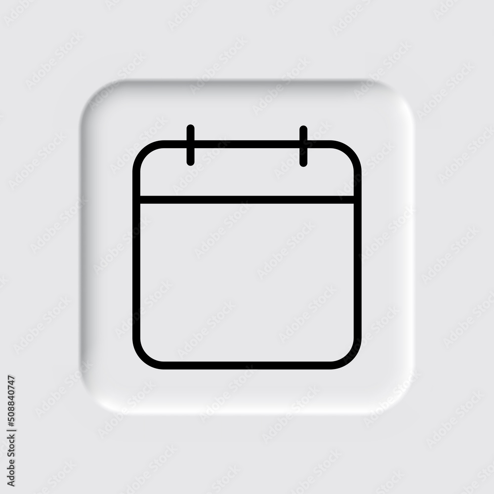 Calendar simple icon, vector. Flat design. Neumorphism design.ai Calendar simple icon, vector. Flat design. Neumorphism design.ai