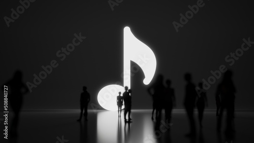 3d rendering people in front of symbol of musical note on background photo
