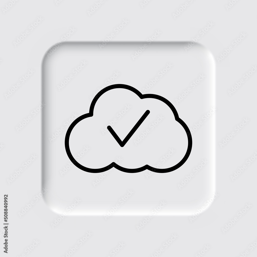 Confirm, cloud simple icon vector. Flat design. Neumorphism design.ai Confirm, cloud simple icon vector. Flat design. Neumorphism design.ai