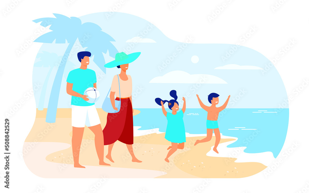 family on the beach