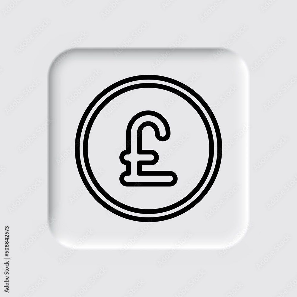 Pound coin simple icon vector. Flat design. Neumorphism design.ai Pound coin simple icon vector. Flat design. Neumorphism design.ai