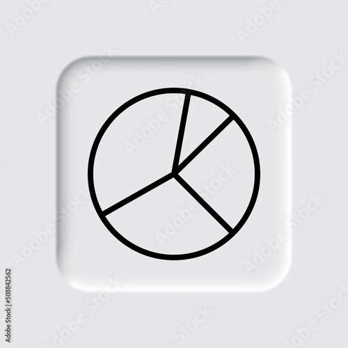 Pie chart, diagram simple icon vector. Flat design. Neumorphism design.ai