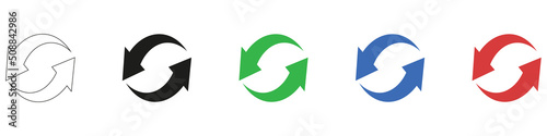 Exchange change arrow icons. Two arrows spin icon, recycling round. Vector illustration photo