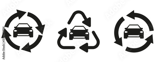 Car sharing vector icons. Carsharing, rental service logo. Icons with a car. eps10