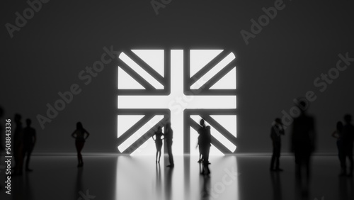 3d rendering people in front of symbol of united kingdom on background