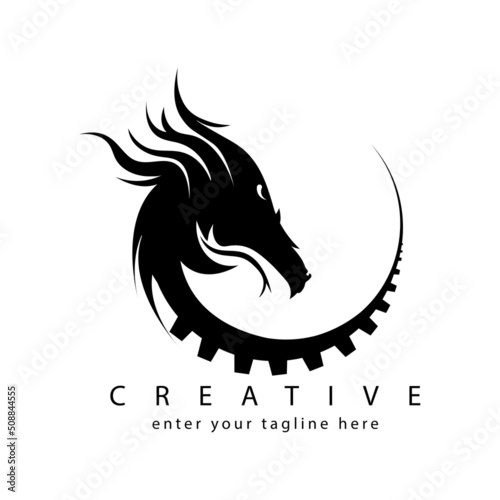 Dragon gear wheel Logo Template. illustration design