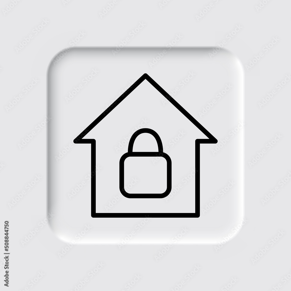 Lock, house simple icon. Flat design. Neumorphism design.ai Lock, house simple icon. Flat design. Neumorphism design.ai