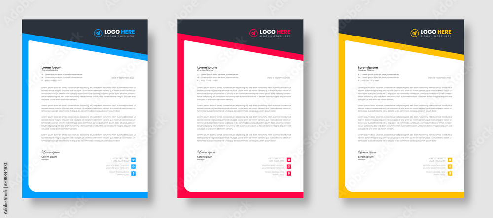 corporate modern business letterhead design template with yellow, blue and red color. creative modern letterhead design template for your project. letter head, letterhead, business letterhead design. corporate modern business letterhead design template with yellow, blue and red color. creative modern letterhead design template for your project. letter head, letterhead, business letterhead design.