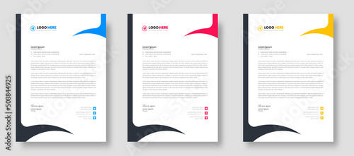 corporate modern business letterhead design template with yellow, blue and red color. creative modern letterhead design template for your project. letter head, letterhead, business letterhead design.