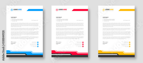 corporate modern business letterhead design template with yellow, blue and red color. creative modern letterhead design template for your project. letter head, letterhead, business letterhead design.