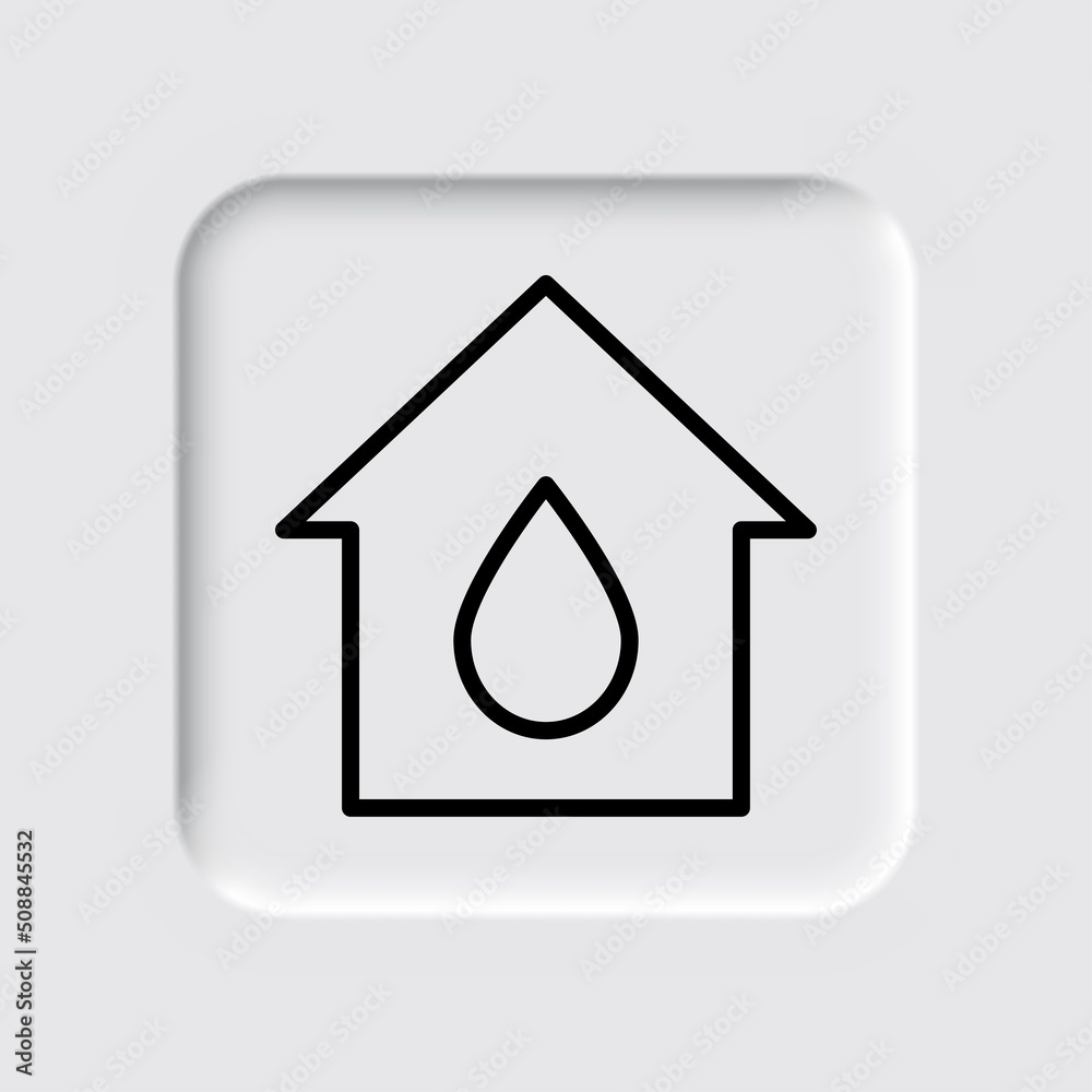 Water drop, house simple icon vector. Flat design. Neumorphism design.ai Water drop, house simple icon vector. Flat design. Neumorphism design.ai