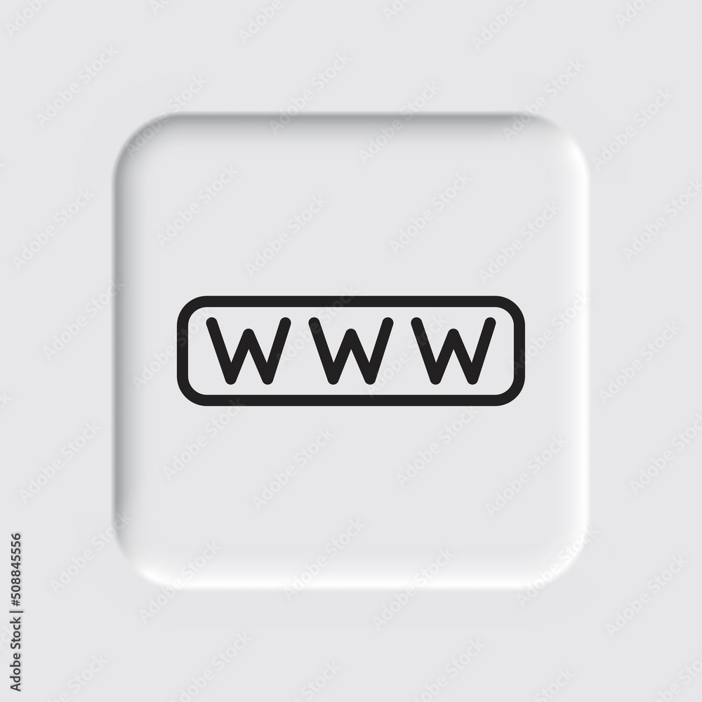 World wide web simple icon vector. Flat design. Neumorphism design.ai World wide web simple icon vector. Flat design. Neumorphism design.ai
