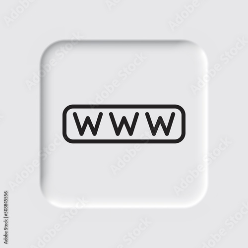 World wide web simple icon vector. Flat design. Neumorphism design.ai