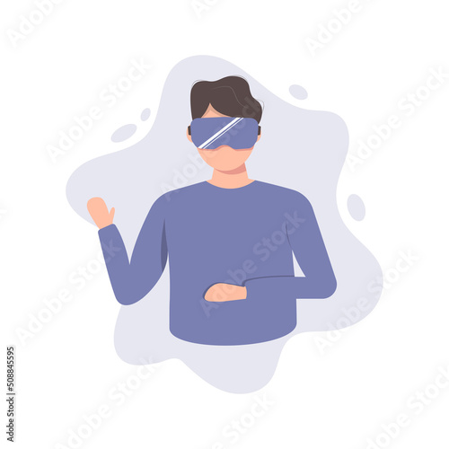 Man in virtual reality glasses. Virtual reality concept. Metaverse illustration
