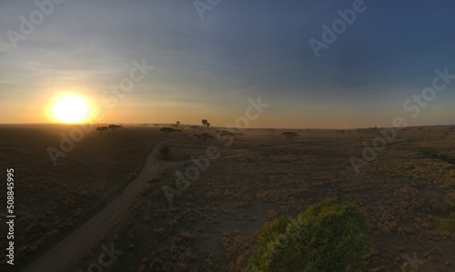 sunrise over the plains of the serengeti