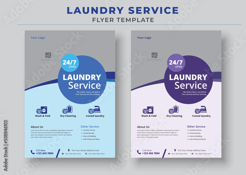 Laundry Service Flyer Template, Dry cleaner Flyer, Poster brochure design, Vector Editable and Print ready