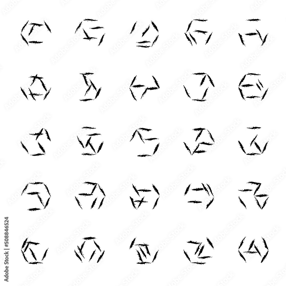 Alien black alphabet brush inks Alien black alphabet brush inks