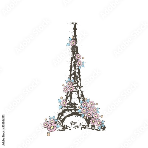 Paris Eifel tower flowers pastel