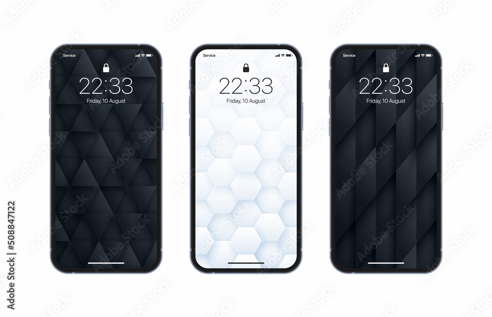 Vector Different Variations Black And White 3D Geometric Wallpaper Set