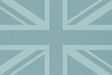 British flag outline on light blue paper surface. Pale grey texture with cellulose fiber. Graceful wallpaper or background. Symbol of the Great Britain
