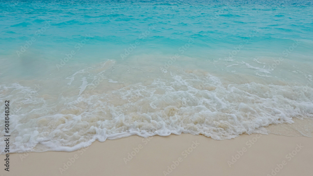 beautiful tropical beach in summer with sea waves.