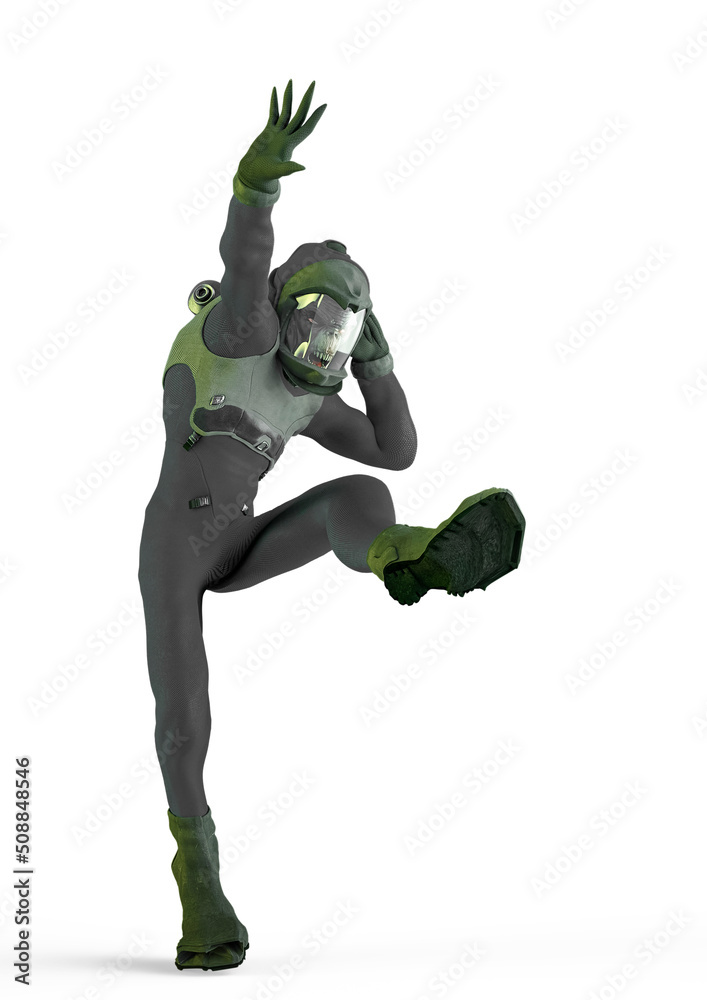 reptoid astronaut is dancing in white background reptoid astronaut is dancing in white background