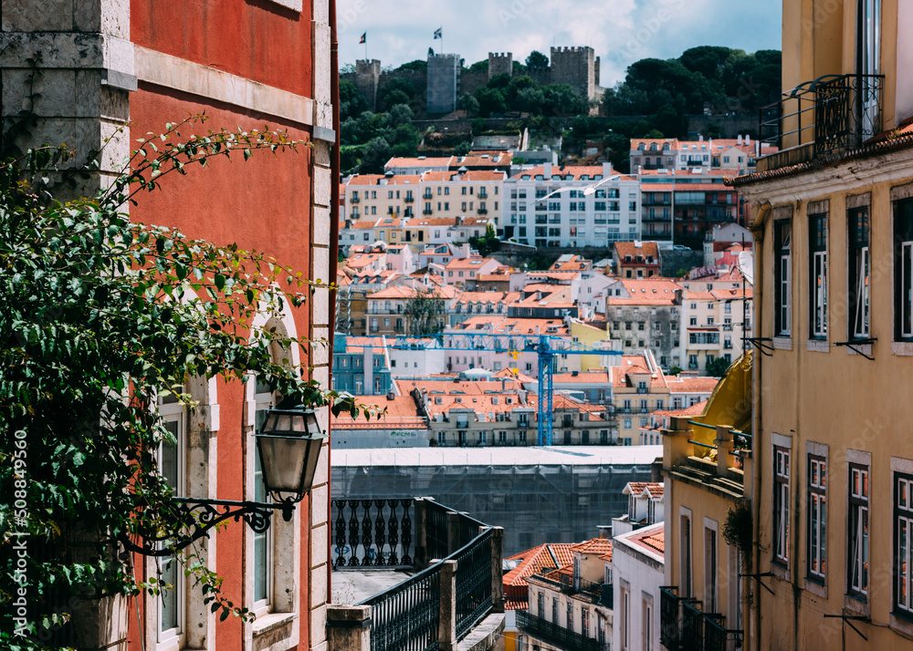Miradouro in Lisbon, Portugal overlooking St. George Castle