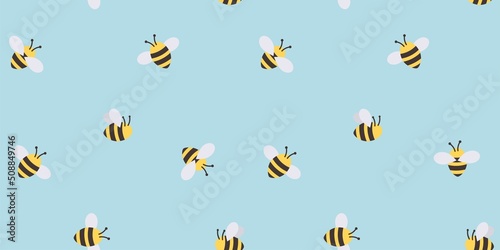 Fototapeta Trendy hand drawn bee seamless background