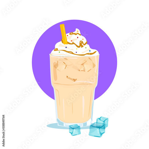 Coffee types, ice latte vector illustration.