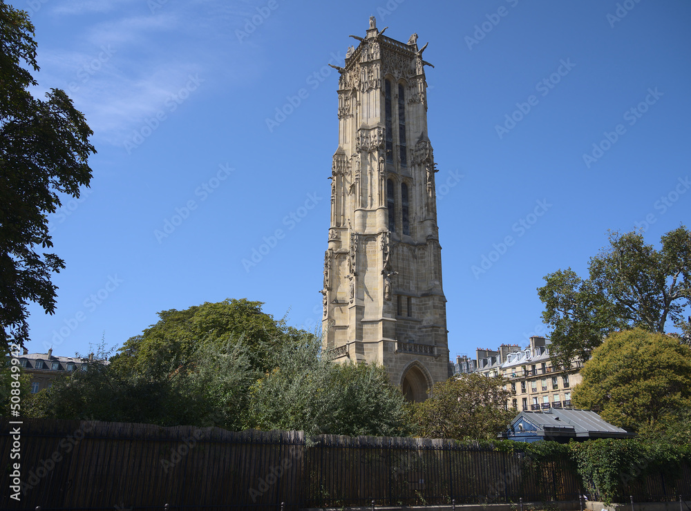 Chatelet church tower near Notre Dame (Paris, France)