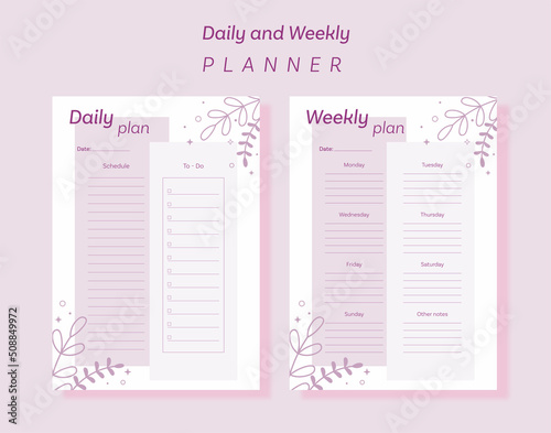 Monthly and weekly planner. A4 format. Pantone colors.