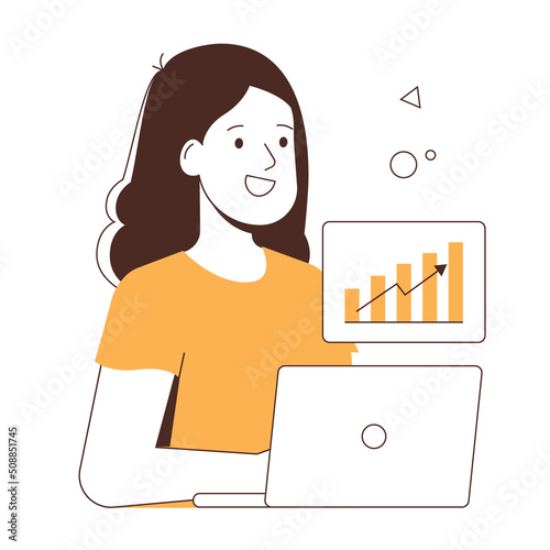 Young successful lady freelancer working at home. Buisiness woman concept design.