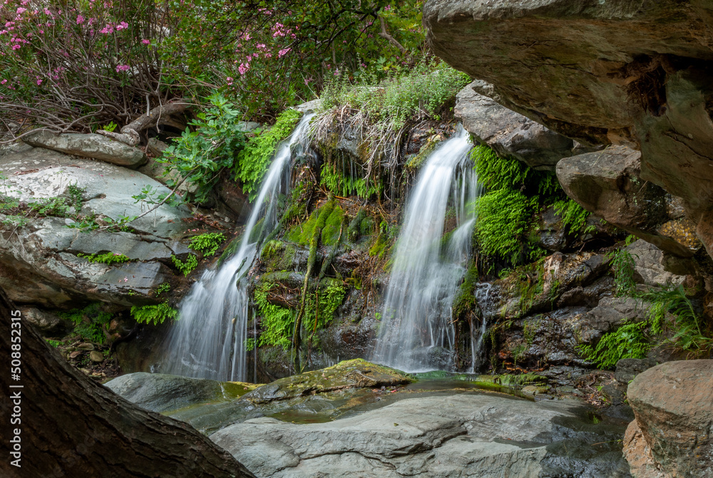 Andros waterfall long-exposure smooth water flow nature wallpaper