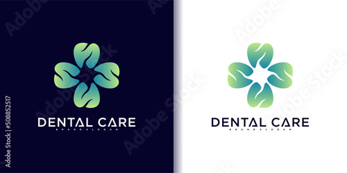 Creative dental care logo design inspiration with luxury gradient concept Premium vektor