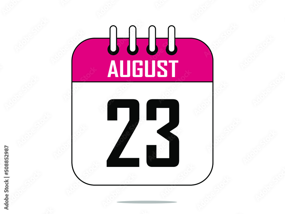 August 23. Calendar icon. Day 23 august vector illustration.