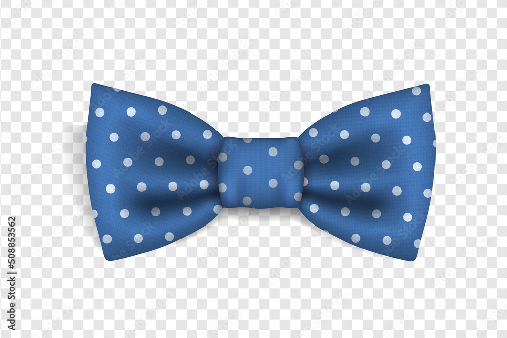 Vector icon of a blue polka dot bow tie highlighted on a transparent background with an inscription. Hipster style Vector icon of a blue polka dot bow tie highlighted on a transparent background with an inscription. Hipster style