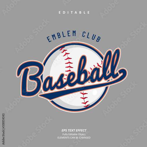 baseball lettering emblem team sports club text effect editable premium vector