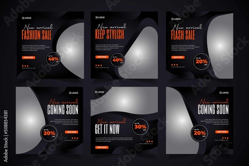 Fashion sale Social media banner template set vector