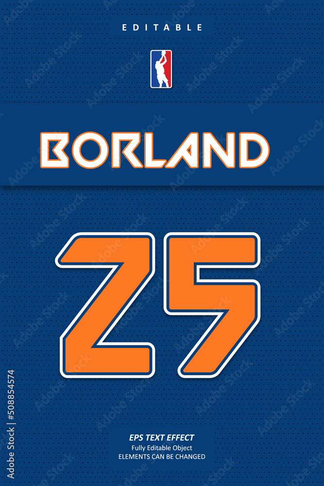 blue Jersey number basketball team name printable embroidery text effect editable premium vector