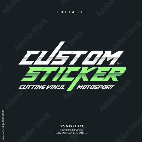 Decal vinyl sticker techno automotive moto sport text effect editable premium vector