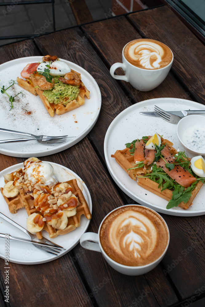 Meal, food, waffles and coffee, breakfast, dinner, lunch, dish, delicious Meal, food, waffles and coffee, breakfast, dinner, lunch, dish, delicious