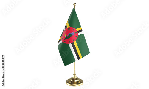 Dominica table flag on white background, 3d rendering, isolated